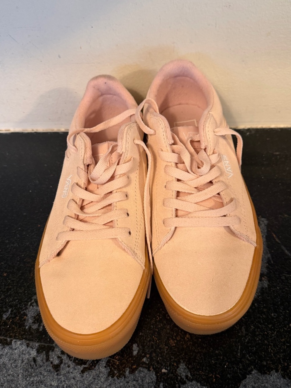 Vans Women's Sz 7.5 Seldan Shoes Translucent Gum Peach Blush Soft Suede Sneakers - Picture 2 of 6